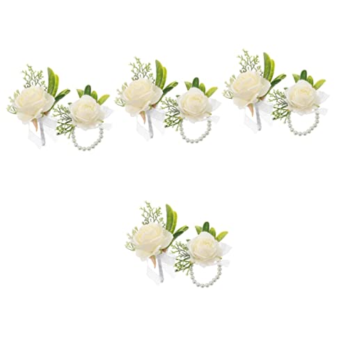 PACKOVE 4 Sätze Hand Handgelenk Corsage Hand-Handgelenk- Corsage für den Abschlussball Armband für die Braut Bräutigam Corsage Hochzeit Zubehör der Brautjungfer schmücken von PACKOVE