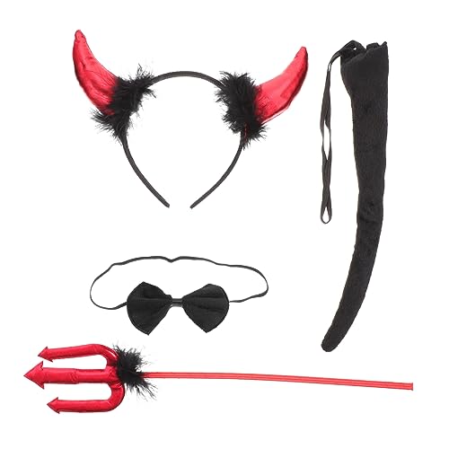 PACKOVE 4 Sätze Stirnband aus Teufelshorn halloween haarschmuck halloween kopfschmuck Dämonenhörner und Dämon Haarreifen Stirnbänder für Männer weihnachtsdeko Cosplay-Accessoire von PACKOVE