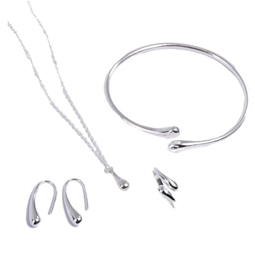 PACKOVE 4 Stk offenes Armband Ringe aus Sterlingsilber Halskette aus Sterlingsilber Träne Armreif ohrringe Halsketten brautschmuck dekor fein einstellen Silberschmuck von PACKOVE