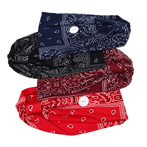 PACKOVE 4 Stück Anti-langen-riemen Schal Stirnbänder Für Krankenschwestern Stirnband Mit Taste Gesichts- Bandana Haarbänder Haarband Zum Waschen Des Gesichts Stoff Styling Tasten Spandex von PACKOVE