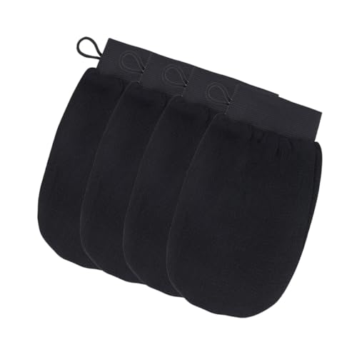 PACKOVE 4 Stück Badetuch Fausthandschuh Baumwolle Schrubben Handschuhe Badewanne Duschhandschuh Duschtücher Viskosefaser Black von PACKOVE