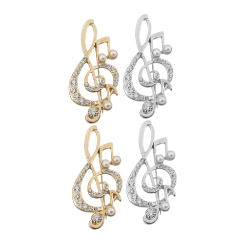 PACKOVE 4stücke Notenbrosche Mit Strasssteinen Aus Legierung Kragennadel Für Anzüge Pullover-reversnadel Musikschmuck Für Damen Pullover-broschennadel Anzugnadel Anstecknadel Brosche von PACKOVE