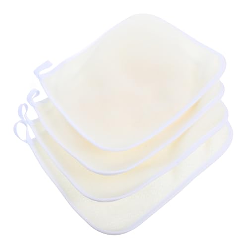 PACKOVE 4 Stück Doppelseitiges Badetuch Waschlappen Gesichtspeeling Große Badetücher Gesichtswaschlappen Waschlappen Zum Peeling Gesichtswaschlappen Peeling Waschlappen Beige von PACKOVE
