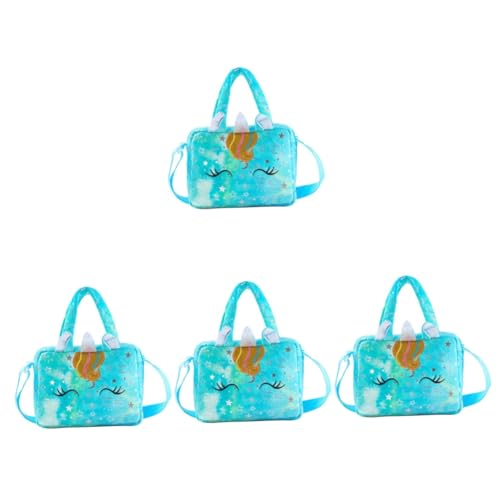 PACKOVE 4 Stück Einhorn Einzelne Hand Umhängetasche Cartoon-Tasche Einhorn Lunchpaket Einhorn-umhängetasche Einhorn-plüschtasche Geschenke Mädchen Flanell Prinzessin Kleine Geldbörse von PACKOVE