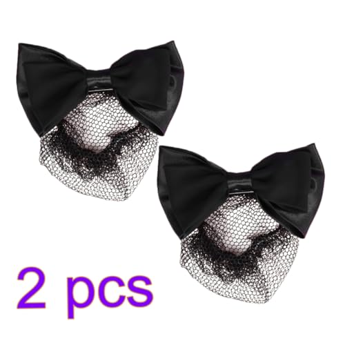 PACKOVE 4 Stück Elastisches Haarnetz mit Schleifen Dutt Haarklammer Schwarz Elastischer Haarnetz Snood für Damen Büro Party Tanz Vielseitiges Haarschmuck Accessoire von PACKOVE