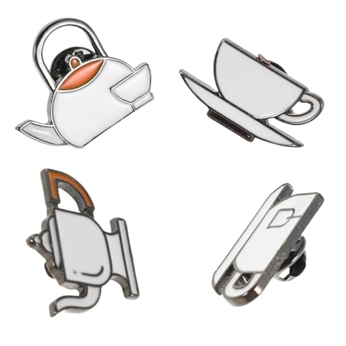 PACKOVE 4stücke Metall Kaffeekanne Teetasse Anhänger Emaille Kaffee Anhänger Anstecker Für Kleidertaschenaccessoires Rucksack Broschen Anstecker von PACKOVE