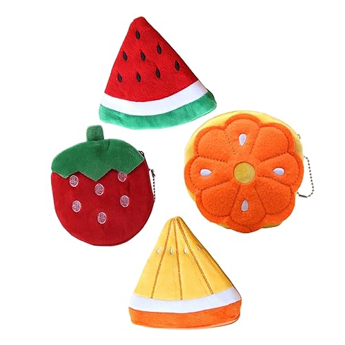 PACKOVE 4 Stück Fruchtgeldbeutel Geldbörse portmonee Kinder obstsack Plüsch-Schlüsselanhänger unscharfe Headset-Tasche süßes kleines Portemonnaie Münzbeutel Mädchen Schlüsselbox Fräulein von PACKOVE