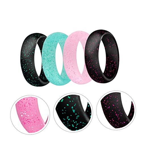 PACKOVE 4 Stück Glitzer Silikonringe für Frauen Elastische Finger Ringe Verschiedenen Farben für und Aktivitäten Komfortabel und Hautfreundlich von PACKOVE