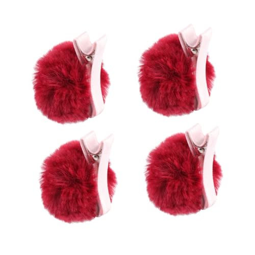 PACKOVE 4 Stück Haar Klammern Haarspangen für Damen Haarklammern für Frauen Haar Haarnadel haarschmuck Haarspangen für Kinder Haarspangen für Mädchen Haarball Seitenclip Baby rot von PACKOVE