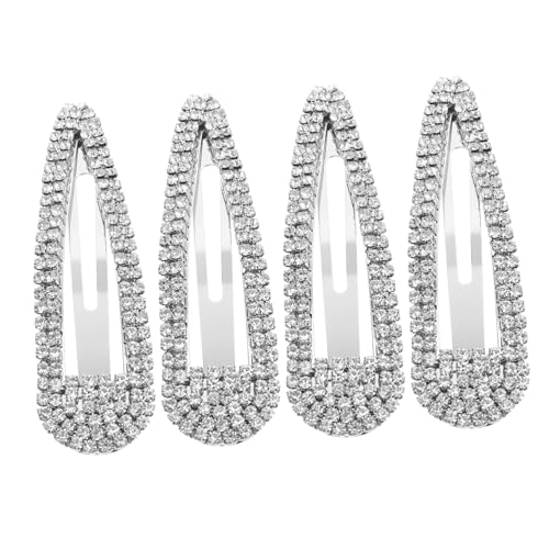 PACKOVE 4 Stück Haarspange Mit Strass Funkelnde Haarspangen Haarklammer Zöpfe Haarspangen Mädchen Haarspangen Mit Strass Bußgeld Haarspangen Abteilen Kleine Haarspangen Strasssteine Silber von PACKOVE