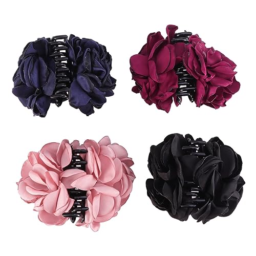 PACKOVE 4 Stück Haarspangen Für Damen Frauenhaarkrallen Haarspange Haarkralle Aus Acryl Haarspangen Für Frauen Blumen-bananen-clips Blumenklauenclips Fräulein Kratzen Dauerwelle von PACKOVE