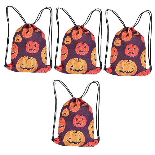 PACKOVE 4 Stück Halloween-rucksack Halloween-kordelzugbeutel Halloween-goodie-bags Süßigkeitentasche Outdoor-beutel Mit Kürbismuster Leckerli Oder Tricktasche Polyester Mann Geschenk Sport von PACKOVE