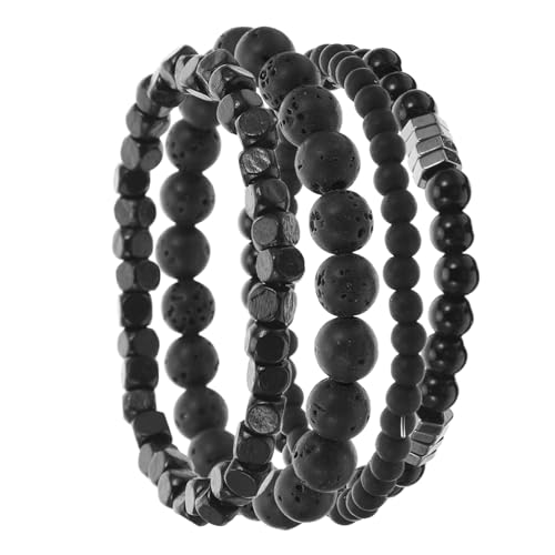 PACKOVE 4stücke Kupferarmreif Für Herren Kubisches Armband Mit Steinperlen Schwarzes Armband Aus Strapazierfähigem Material Vielseitig Tragbar Für Alltagsoutfits Und Besondere Anlässe von PACKOVE