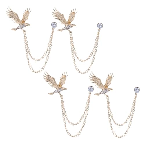 PACKOVE 4stücke Hemd-anstecknadel Aus Legierung Mit Kette Herrenmode-accessoires Herren-kragennadel Mit Strass Ansteckbroschennadel Für Anzughemd Pulloverbrosche Für Besondere Anlässe von PACKOVE