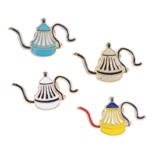 PACKOVE 4stücke Kaffeekannen-anstecknadeln Aus Metall Inspiriert Von Handgegossenen Kaffeekannen Langlebige Legierungsnadeln Für Rucksäcke Hüte Und Revers Accessoires Für Kaffeerunden von PACKOVE
