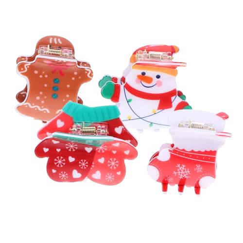 PACKOVE 4 Stück Kleine Haarspangen Weihnachts Haarklammern für Frauen und Mädchen Starke Kieferclips für Dünnes und Leichter Haargreifer mit Rutschfestem Praktische Haar Accessoires für von PACKOVE