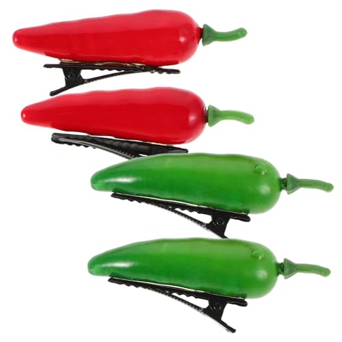 PACKOVE 4stücke Mini-haarspangen Mit Und Chili-motiven Haaredekorationen Aus Kunststoff Und Harz Haarstyling-accessoires Für Mädchen Und Frauen von PACKOVE