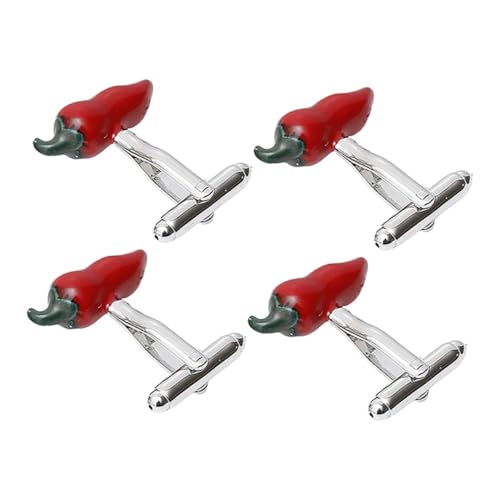PACKOVE 4 Stück Kreative Chili Pepper Manschettenknöpfe Auffälliges Design für Hemden für Geschäftsmeetings Hochzeiten und Besondere Anlässe Einzigartiger und Verspielter Stil Sicherer von PACKOVE