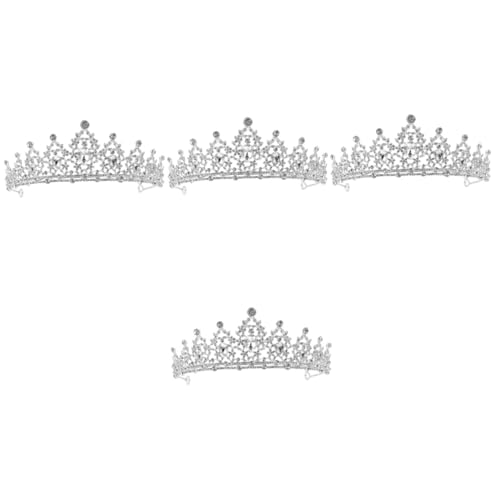 PACKOVE 4 Stück Krone Tiara Für Frauen Juwelenbesetzter Barock Strass-tiara Haarschmuck Für Die Hochzeit Tiara Für Mädchen Geburtstag Strass Schmücken Braut Zink Legierung Strasssteine von PACKOVE