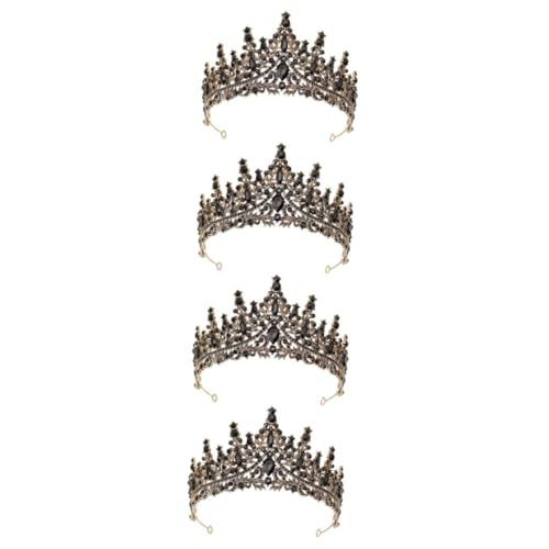 PACKOVE 4 Stück Krone aus schwarzem Strass Diademe und Kronen für Hochzeitskronen für die Braut Kristallkrone Haarbänder Hochzeitsdiademe für die Braut Haarschmuck für die Hochzeit Barock- von PACKOVE