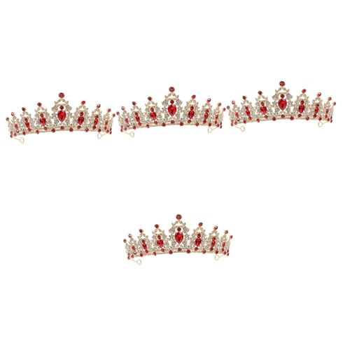 PACKOVE 4 Stück Krone Geburtstag Strass rote Verzierungen silver Geburtstagsfeier Dekoration Ornament Hochzeitsdekorationen Glitzer Hochzeit Tiara Haarschmuck für die Braut Barock- von PACKOVE