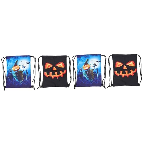 PACKOVE 4 Stück Kürbiskopf-rucksack Halloween Kordelzug Goodie Bags Taschen Für Halloween-leckereien Rucksack Für Frauen Süßes Oder Saures Sack Fitness Lieferungen Polyester Sport von PACKOVE