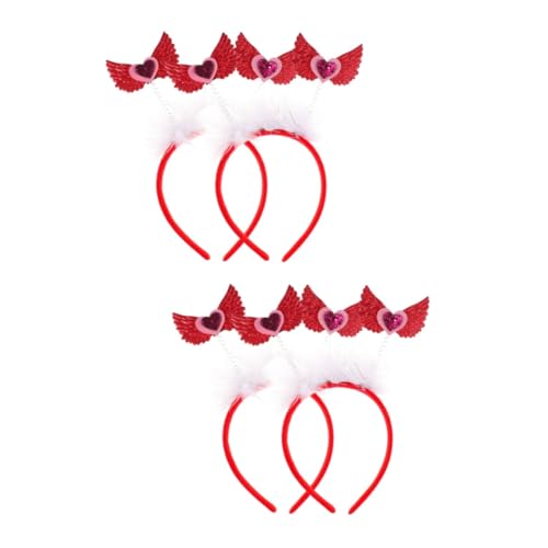 PACKOVE 4 Stück Liebe Stirnband Valentinstag Herz Stirnband Herzkopf-boppers-stirnbänder Lametta-herz-stirnband Valentinstag Haarreifen Amor Zubehör Liebhaber Mädchen Stoff Schmücken von PACKOVE