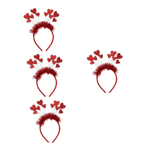 PACKOVE 4 Stück Liebe Stirnband Roter Herzkopf Bopper Herz-accessoires Für Frauen Valentinstag Stirnband Sonnenbrillen-stirnband Für Frauen Haarband Zubehör Fräulein Grüße Leder Herzförmig von PACKOVE