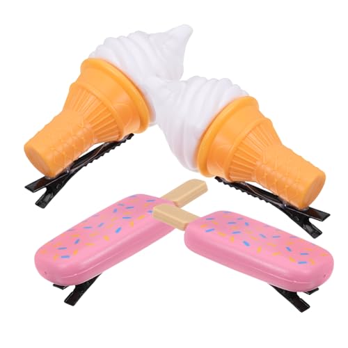 PACKOVE 4stücke Eiscreme-haarclips Für Mädchen Cartoon-haarspangen Aus Stabilem Material Vielseitig Einsetzbar Für Party Und Alltag von PACKOVE