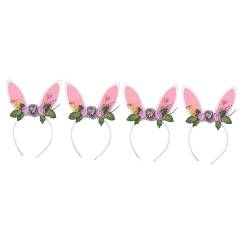 PACKOVE 4 Stück Ostern Stirnband Kinderkleidung für Mädchen Kinderkostüm hasen haarreif stirnband schminken Kleider Tiara dekoratives Stirnband Cosplay-Kopf-Accessoire die Blumen schmücken von PACKOVE