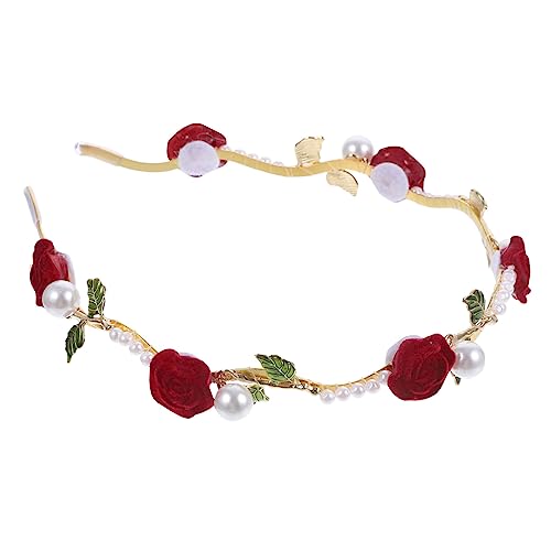 PACKOVE 4 Stück Perlenstirnband hair accessories for hochzeitshaar schmuck Haarband Damen Stirnband Haarbänder Stirnbänder für Frauen Hochzeitshaarschmuck für Bräute rote Rose Braut von PACKOVE