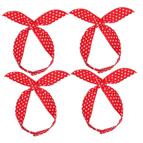PACKOVE 4 Stück Polka Dot Haarband Damen Haarbänder Stirnband Mädchen Frau Kopfschmuck Haarreiber Haarzubehör Make-up-Haarreifen frauen kopfschmuck Kopfbedeckung für Frauen Stoff rot von PACKOVE