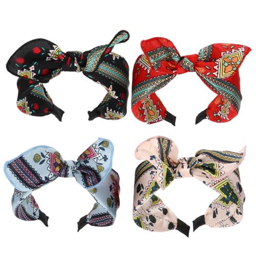 PACKOVE 4stücke Damen Haarbänder Mit Schleifen Kontrastfarben Und Breitem Design Vielseitige Haaraccessoires Für Partys Und Alltagsgebrauch von PACKOVE
