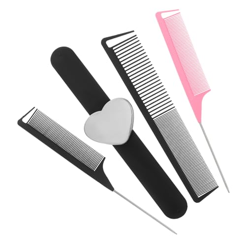 PACKOVE 4 Stück Stahlnadelspitzen Schwanzkamm Haarschneidekamm Salonkamm Stylistenkamm Zum Scheiteln Haar Accessoire Strähnchenkamm Clip Bartkamm Für Männer Färbe Toupier Halter von PACKOVE