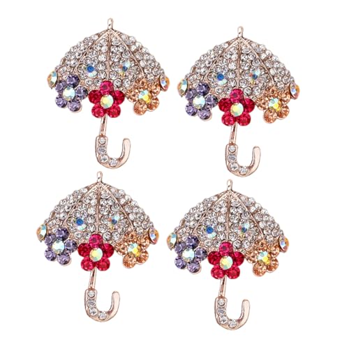 PACKOVE 4 Stück Stilvolle Regenschirm Broschen mit Funkelnden Strasssteinen Modische Anstecknadeln für Mäntel Schals Hüte und Taschen Modische Schmuckaccessoires für Damen von PACKOVE