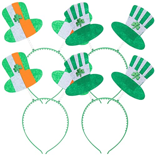 PACKOVE 4 Stück Klee Stirnband Kleeblatt-kopf-bopper Patricks Day Stirnband St Patrick Stirnband St. Patricks Day Partyhüte Pelziges Stirnband Feier Haarband Irland Vlies Mädchen Fräulein von PACKOVE