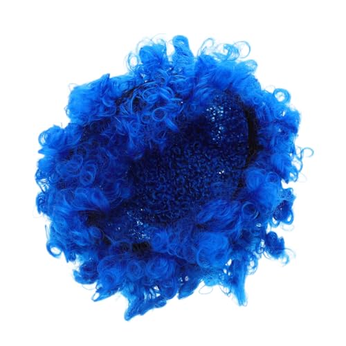 PACKOVE 4 Stück Teiliges Blaues Afro Curly Perücken Kurze Lockige Jahre Party Perücke Leichter Atmungsaktiver Clown Cosplay Haarersatz für Disco Halloween Karneval und von PACKOVE
