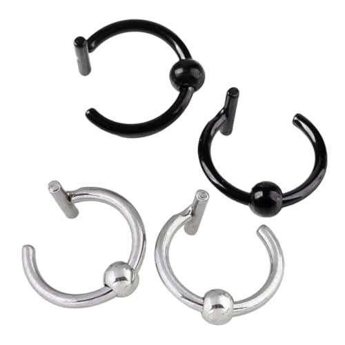 PACKOVE 4 Stück Teiliges Edelstahl C förmige Fake Nasenringe Nasenpiercing Schmuck Schwarz und Stahlfarbe für Damen und Herren Hautfreundlich Glatt Poliert Täglicher Schmuck PACKOVE 4 Stück Teiliges Edelstahl C förmige Fake Nasenringe Nasenpiercing Schmuck Schwarz und Stahlfarbe für Damen und Herren Hautfreundlich Glatt Poliert Täglicher Schmuck von PACKOVE