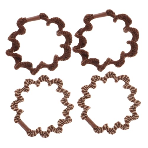 PACKOVE 4 Stück Teiliges Elastische Geflochtene Haargummis für Frauen und Mädchen Strapazierfähige Schonende Stoff Haarbänder als Pferdeschwanzhalter und Armband in Braun Kaffeetönen von PACKOVE