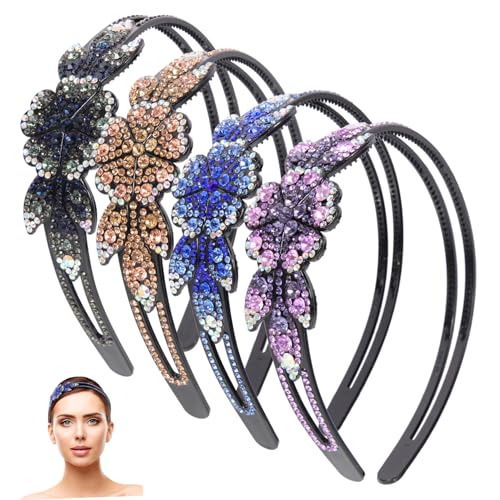 PACKOVE 4 Stück Teiliges Funkelnder Rhinestone Haarreif Rutsch Haarschmuck für Mädchen Blumen Haarband Dekoration für Festlichkeiten und Partys von PACKOVE