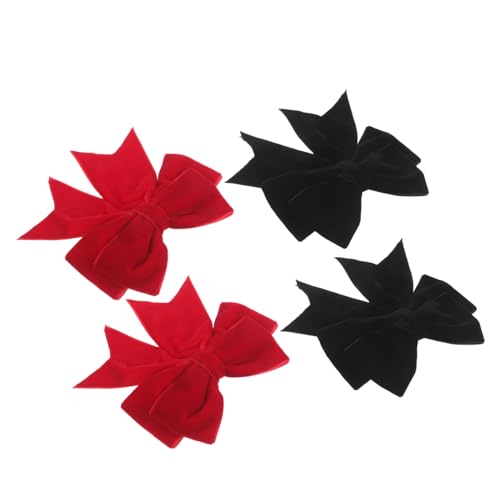 PACKOVE 4 Stück Teiliges Kleine Haarspangen mit Roten und Schwarzen Schleifen Stilvolle Haarklammern für Mädchen Geeignet für Geburtstagsfeiern Weihnachten und Festliche Anlässe von PACKOVE