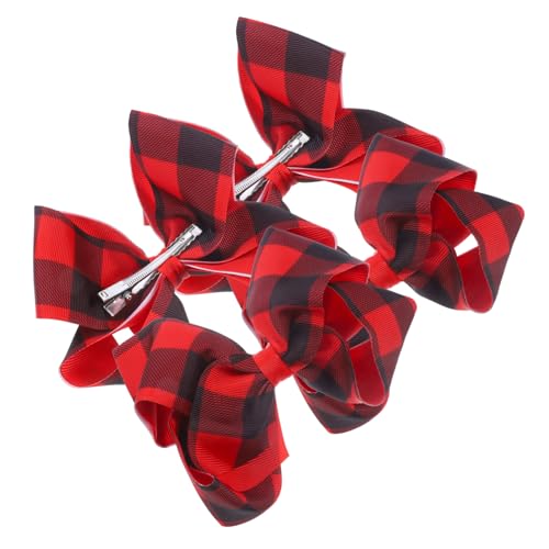 PACKOVE 4 Stück Teiliges Kleine Karierte Schleifen Haarspangen für Mädchen und Frauen Leichte Haarschmuck Accessoires mit Niedlichem Weihnachtsdesign Langlebig und Vielseitig für von PACKOVE