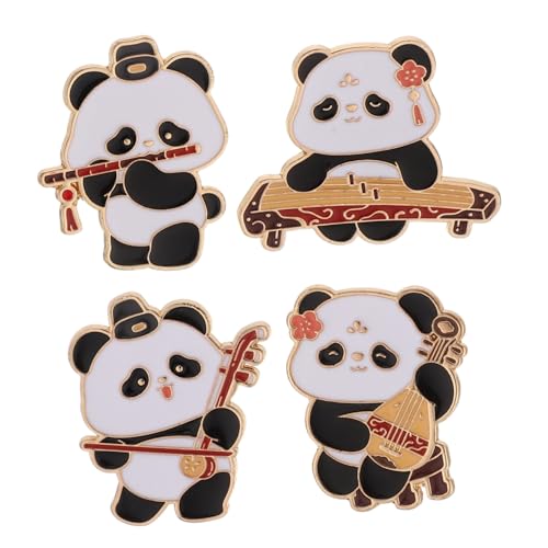 PACKOVE 4 Stück Teiliges Panda Anstecknadel mit Chinesischem Musik-instrument Emaillierte Metallbrosche in Panda-form Langlebig und Modisch für Rucksäcke Pullover Hemden Kleider und von PACKOVE