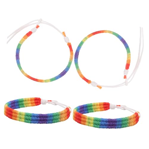 PACKOVE 4 Stück Teiliges Regenbogenarmband Einstellbare Bunte Handgewebte Armbänder für Männer und Frauen für Pride Partys und Besondere Anlässe von PACKOVE