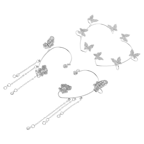 PACKOVE 4 Stück Teiliges Schmetterling Ohr Manschetten Clip Ohrringe für Frauen Glitzernde Ohrclips ohne Piercing Elegantes Naturmotiv Schmuckgeschenk für Geburtstag und Party von PACKOVE