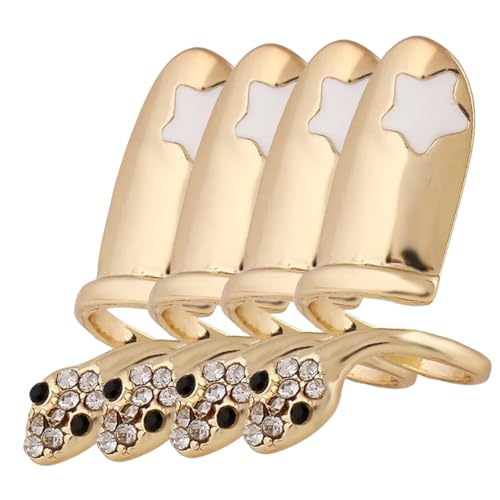 PACKOVE 4 Stück Teiliges Verstellbare Schlangen nagelringe aus Langlebiger Legierung Offene Damen fingerringe als Stilvolle Fingerdekoration und Geschenkidee für Besondere Anlässe von PACKOVE