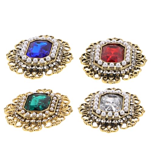 PACKOVE 4 Stück Teiliges Vintage Broschen aus Legierung mit Strass Perlen Retro Schmuck für Braut Hochzeit Elegantes Schmuckset für Damen als für Besondere Anlässe von PACKOVE