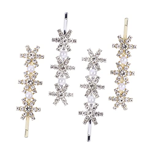 PACKOVE 4 Stück Teiliges Weihnachts Haarspangen Schneeflocke aus Metall mit Funkelnden Strasssteinen Stabile Haarnadeln für Damen und Mädchen Festlicher Haarschmuck für Party und Alltag von PACKOVE
