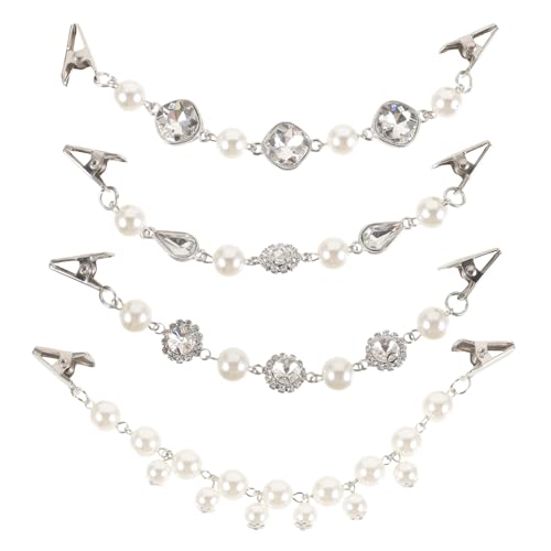 PACKOVE 4 Stück Vintage Perlen Clips für Strickjacken und Mäntel Broschen für Damen Kleidung Accessoires Langlebige und Formbeständige Schal und Cardigan Clips von PACKOVE