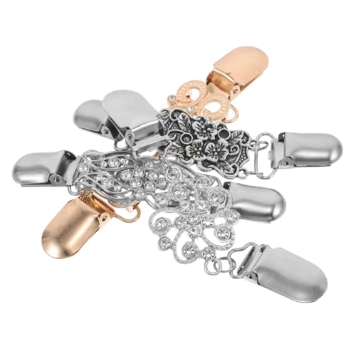 PACKOVE 4 Stück Vintage Strickjacken Clips mit Funkelnden Strasssteinen Teiliges aus Langlebiger Legierung Sichere Schal und Pullover Verschlüsse für und Kleidungsaccessoires von PACKOVE